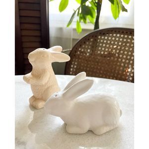 Ceramic Bunny Rabbit Salt & Pepper Shakers New Easter